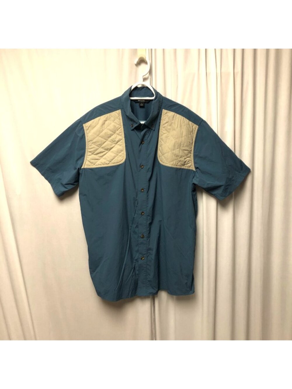 Guide Series Shirt Mens Size Large Hunting Fishing Quilted Shoulders Blue Beige